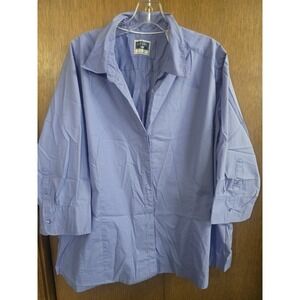 rider by lee womens blue 2X button top